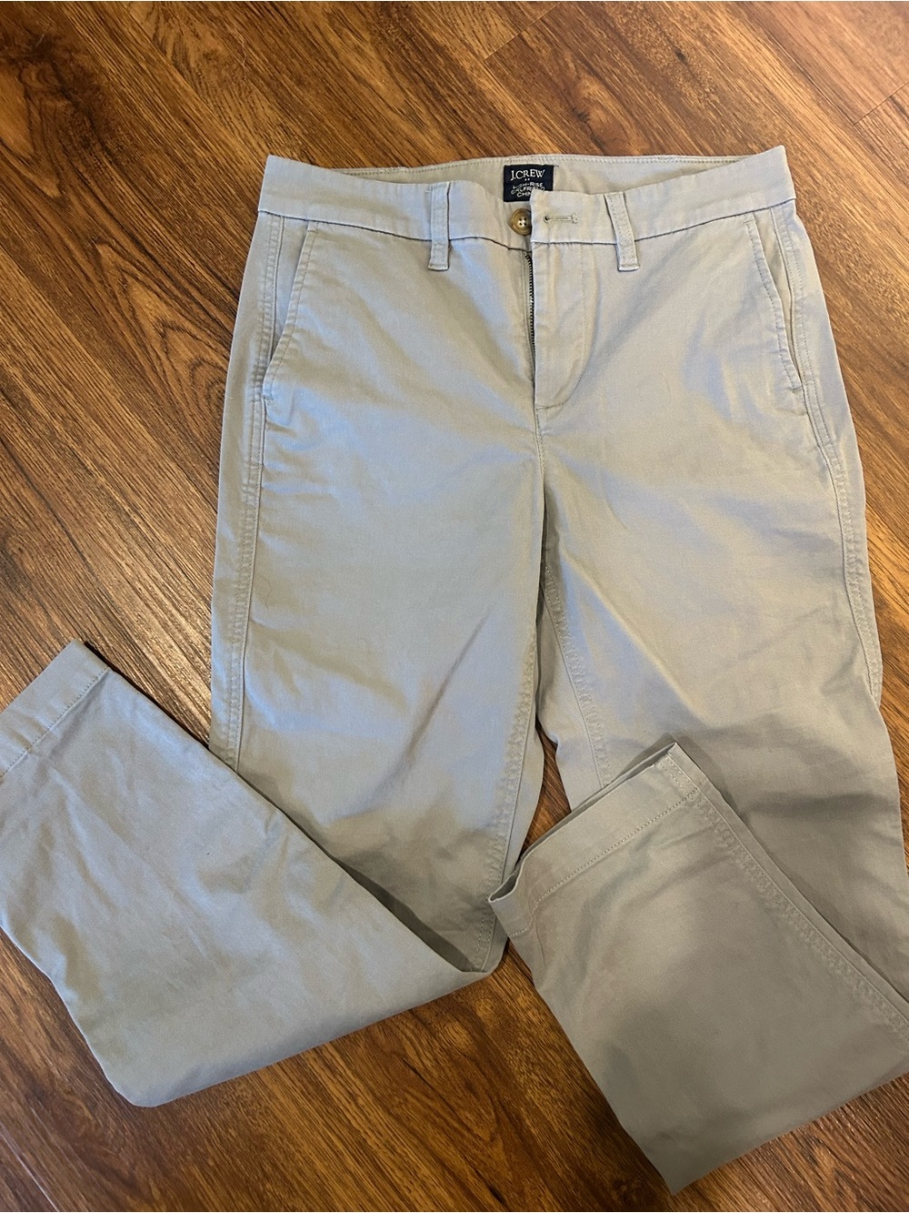 J. Crew High-Rise Girlfriend Chino Pants in Light Khaki/Gray